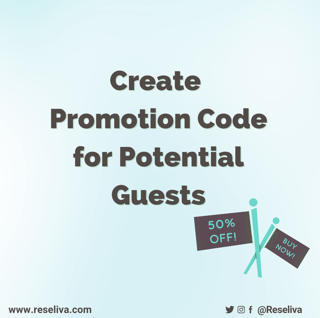 Promotion code can help you inrease the number of reservations. You can create  promotions for some dates, events, direct bookings etc. You can publish your promotions via social media, emails or text messages.