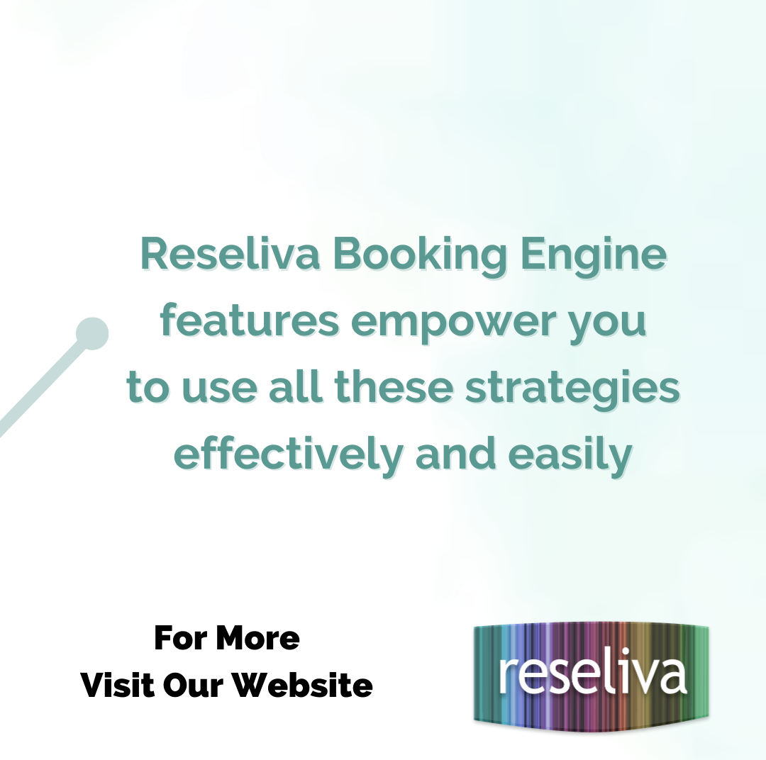 Reseliva booking engine features empower you to use all these strategies effectively and easily